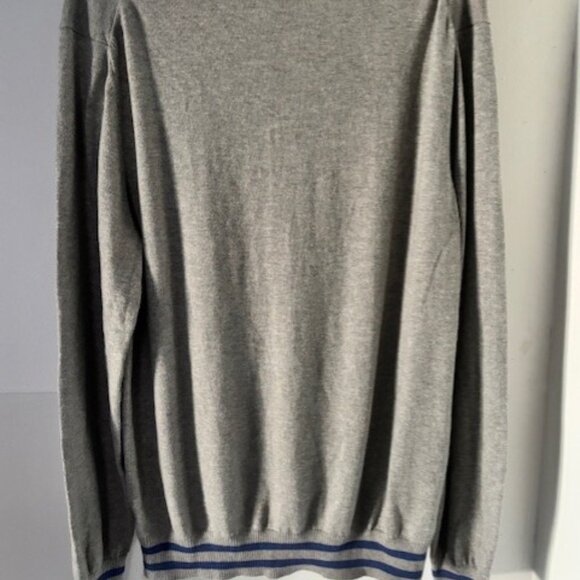 Brooks Brothers Cardigan Sweater XL Gray Blue Trim Knit V Neck Classic Casual - Picture 4 of 7